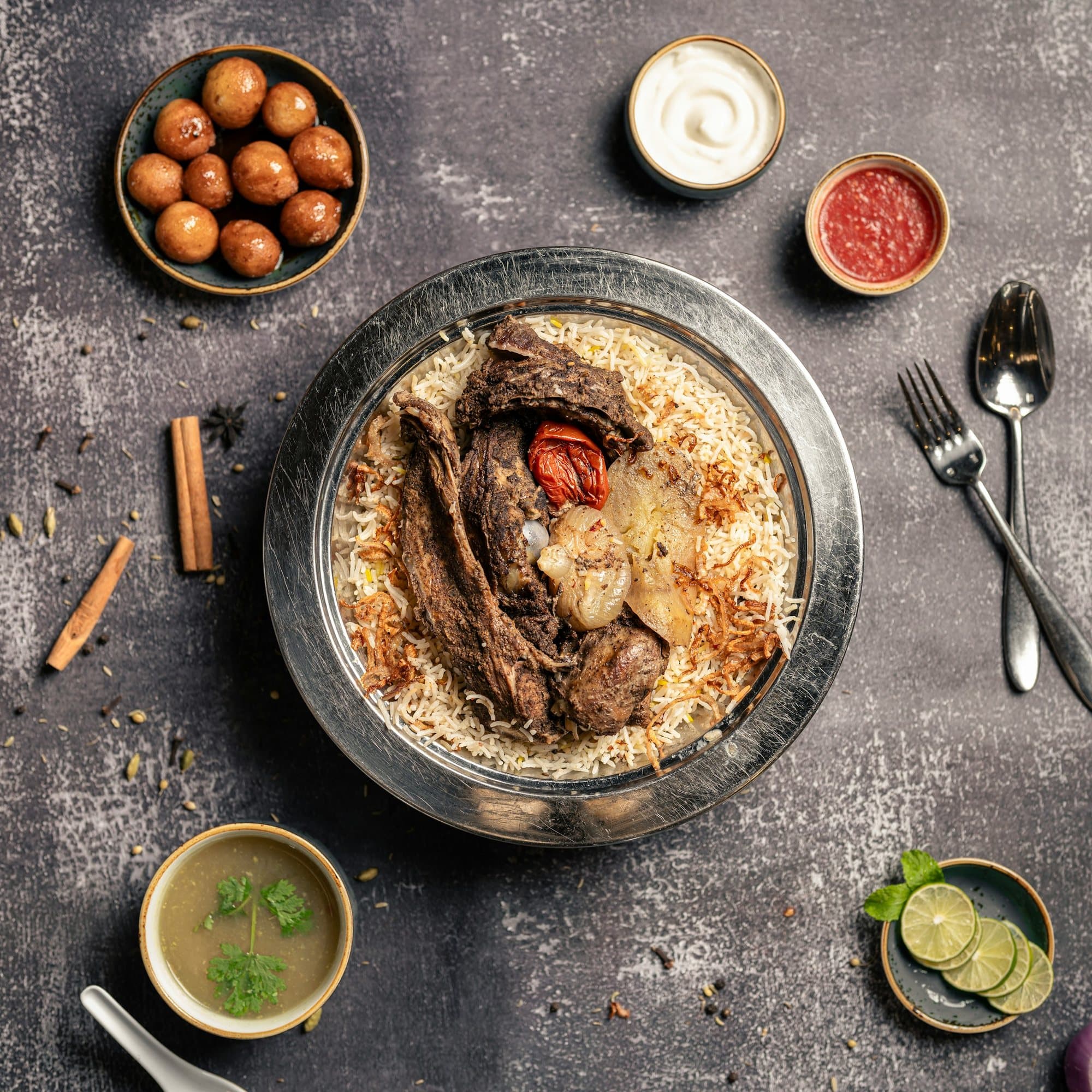 Najdi lamb mandi served on saffron rice