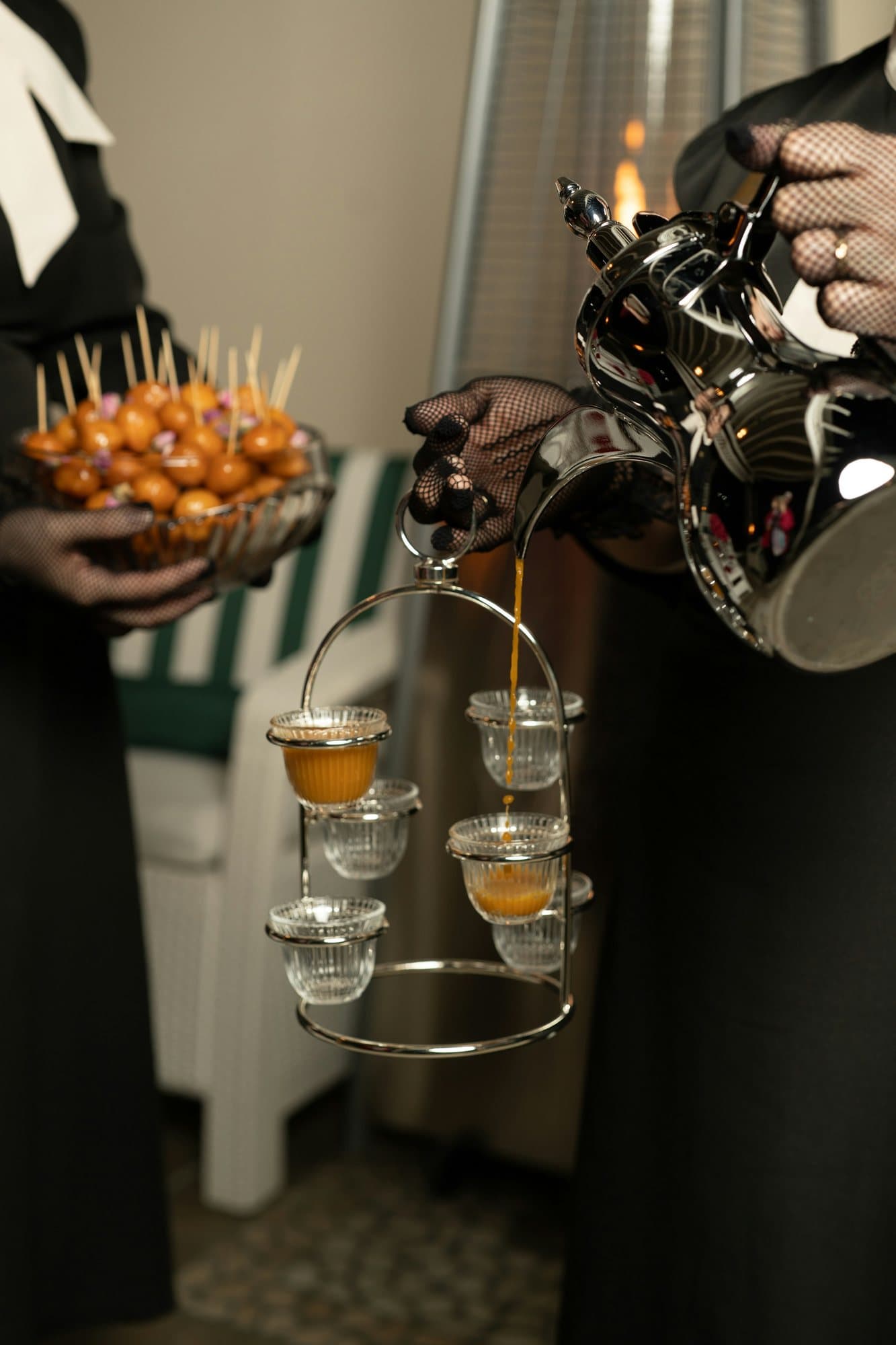 Brass dallah pouring Saudi coffee